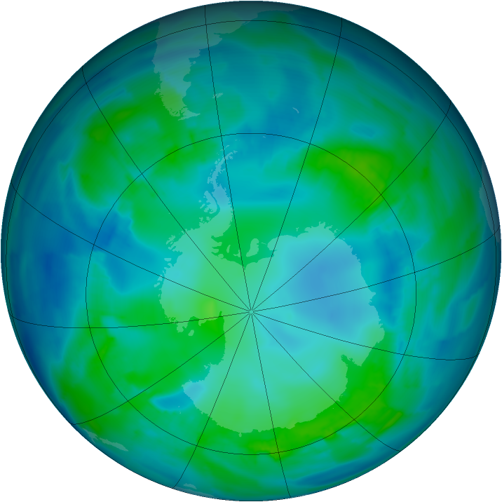 Antarctic ozone map for 01 May 2012